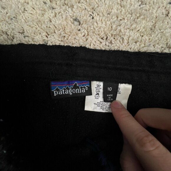Patagonia Womens Sweatpants Joggers Fleece Pants Black Size 10 USA MADE w Logo - Picture 5 of 10